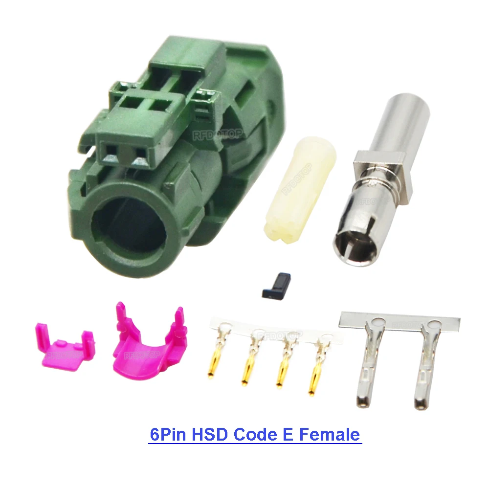 코드 A/B/C/E/H/G/L/Z HSD LVDS 4 + 2 6 핀 커넥터, 카플레이 기능 수정 USB 플러그 비디오 커넥터, 메르세데스-벤츠 아우디 BMW 용