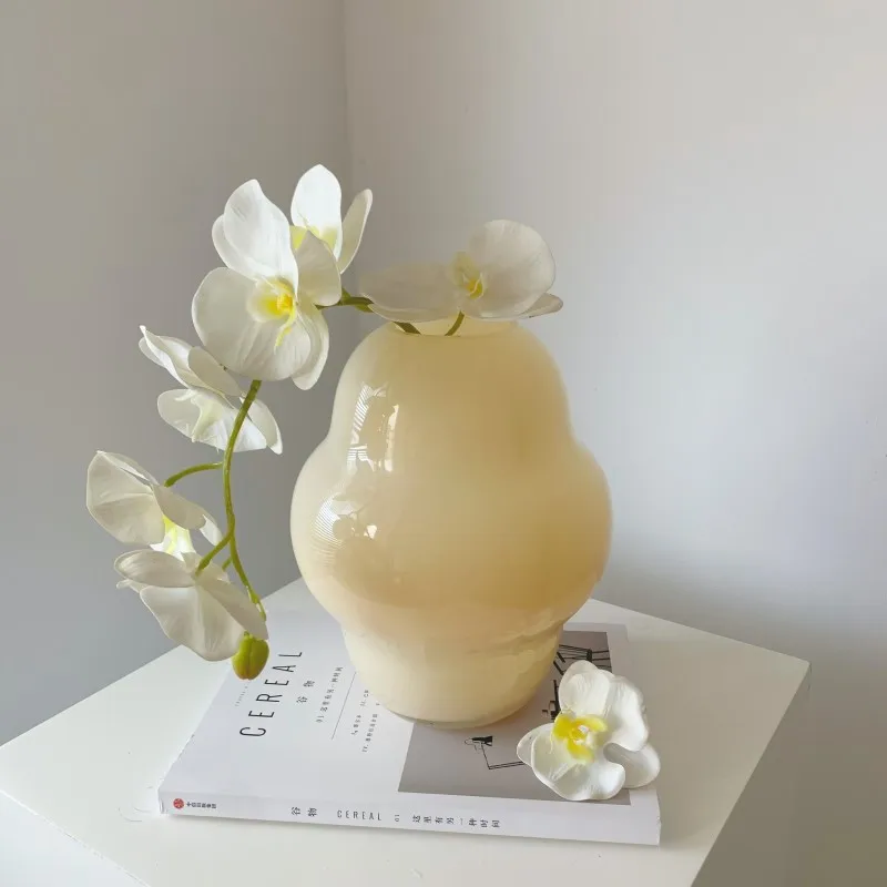 

Средний античный кремовый стеклянный ваза для гостиной Ретро украшение для цветочной композиции B & B украшение для дома