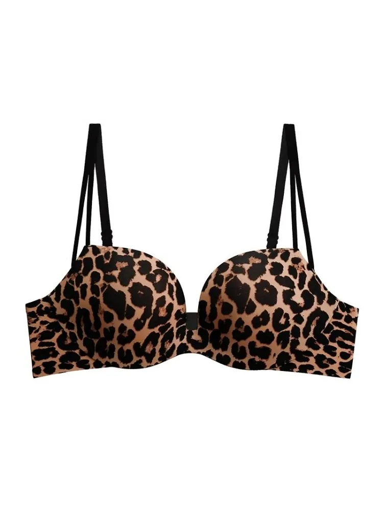 YUQI حمالة صدر ليوبارد مضادة للترهل - بدون أثر، تصميم مضاد للانسكاب للصدر الصغير، حمالة صدر مثيرة لتعزيز التجميع