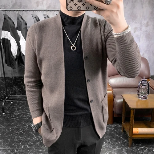 Suéter de lana de alta calidad para hombre, suéter de punto nuevo, suéter de lana para hombre