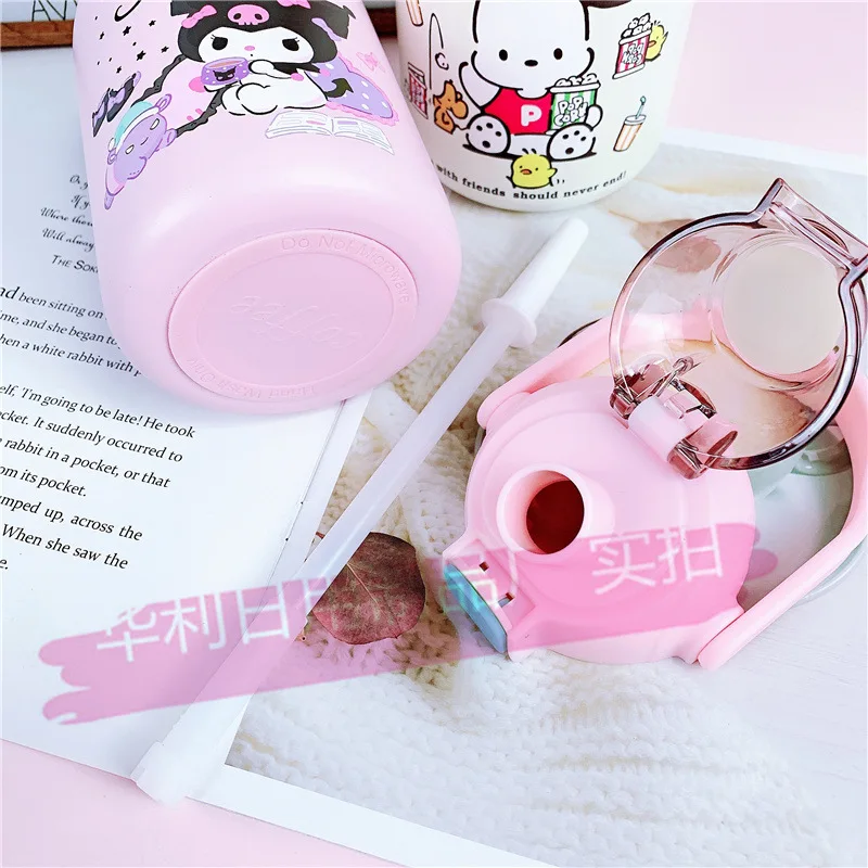 Hellokitty Mymelody Kuromi Cinnamoroll Thermos Cup Portable Straw Cup X'mas  gift