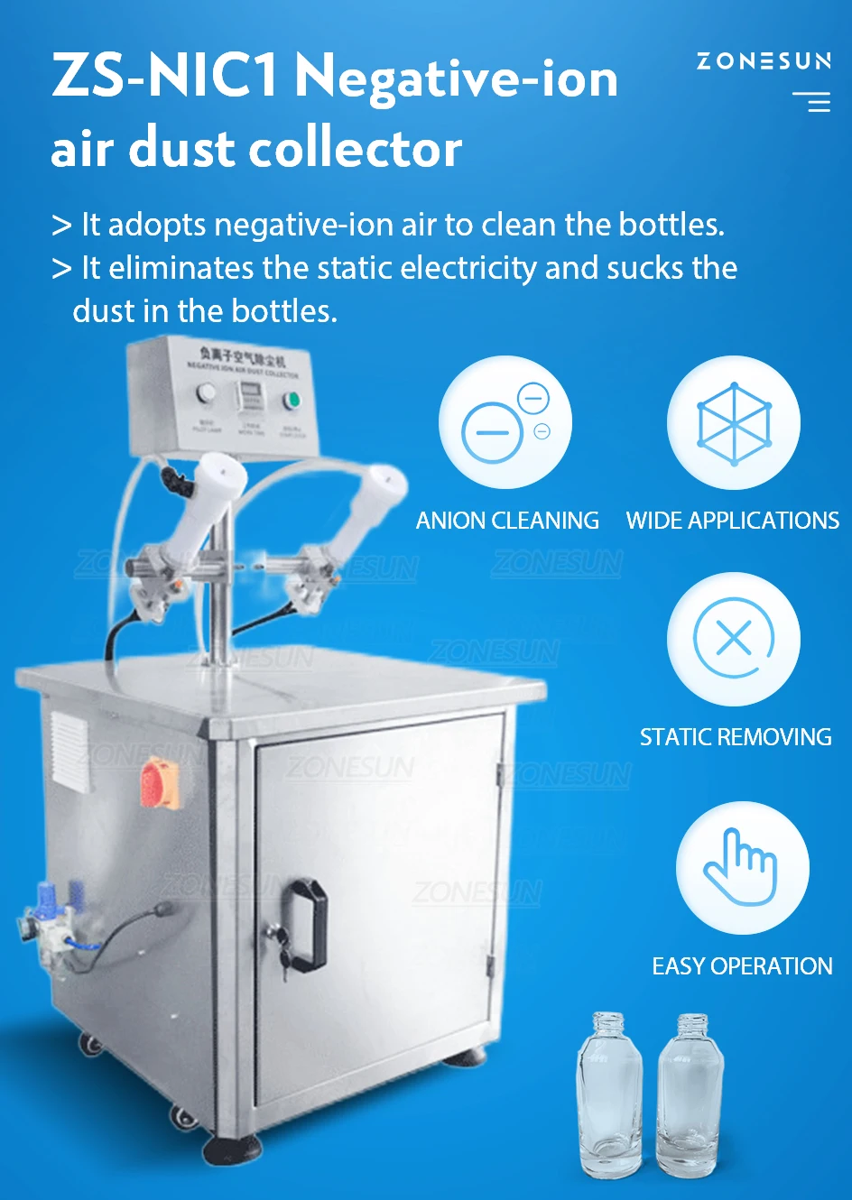 ZONESUN ZS-NIC1 Semi Automatic Negative Ion Air Dust Collector