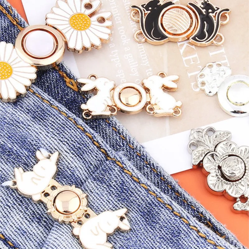 4 Sets Pant Waist Tightener Fashion Pants Clips Waist Tightener Sewing  Buttons Pins for Jeans Dress