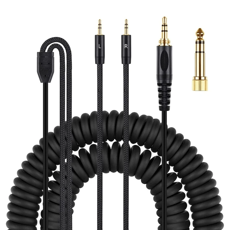 

Premium Coiled Headphone Cable with Dual 3.5mm Connectors for for DENON AH-D7100 7200 D600 D9200 5200 Headphones
