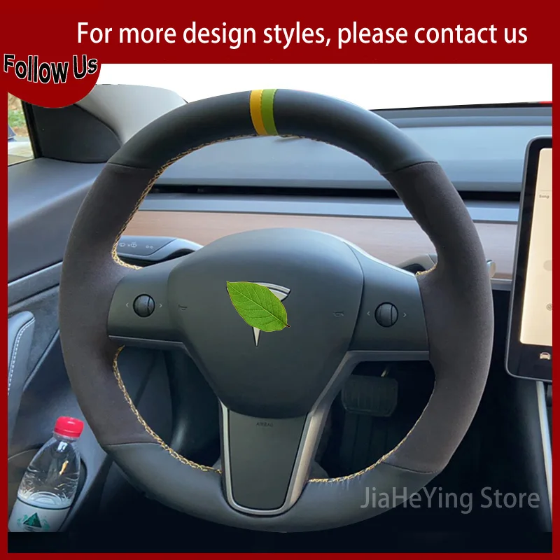 

Steering Wheel Cover For Tesla Model 3 ModelS ModelX DIY Hand Stitching Soft Suede Non-slip Leather Car Accessories Interiors