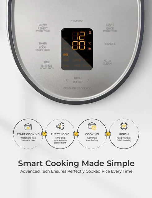 CUCKOO Rice Cooker 3 Cup Uncooked / 6 Cup Cooked, Modern Fuzzy Logic Rice Cooker Small with Delay Timer & Keep Warm 5