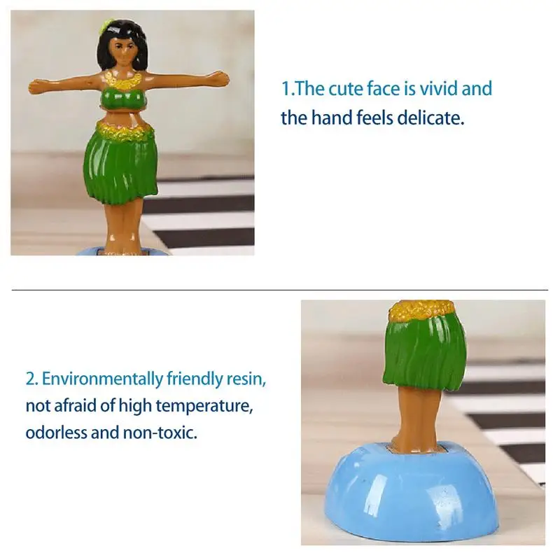 itrimaka Bobblehead solare per auto, Bobble Head per cruscotto - Giocattolo danzante solare,Decorazione per cruscotto solare con bobblehead stile Hawaii Simpatiche figurine animate ad energia solare