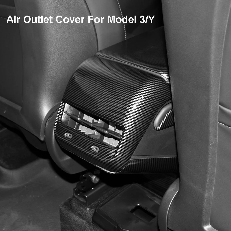 

Carbon Fiber ABS Rear Air Vent Outlet Cover Trim For 2017-2023 Tesla Model 3 Model Y Accessories Interior Car Decoration