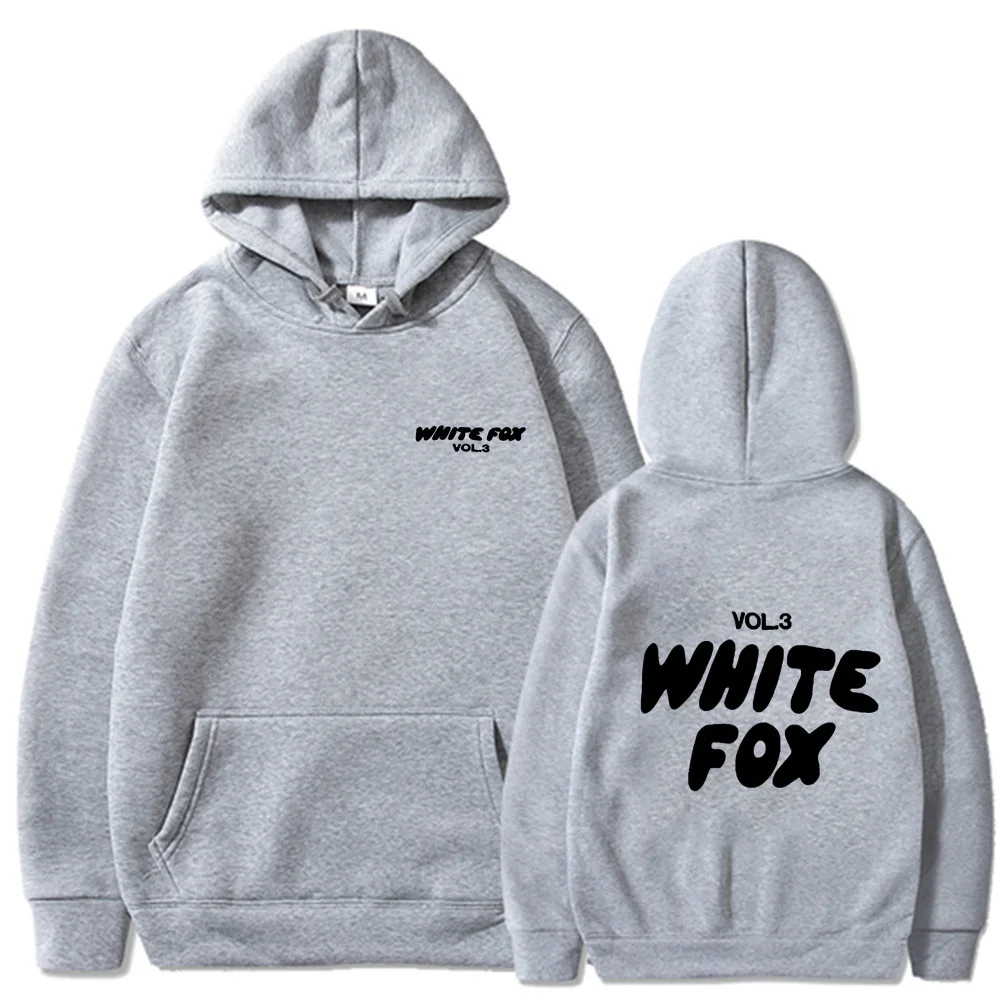 White Fox women's hoodie, loose fitting hoodie, wool, thick, letter print, 2024