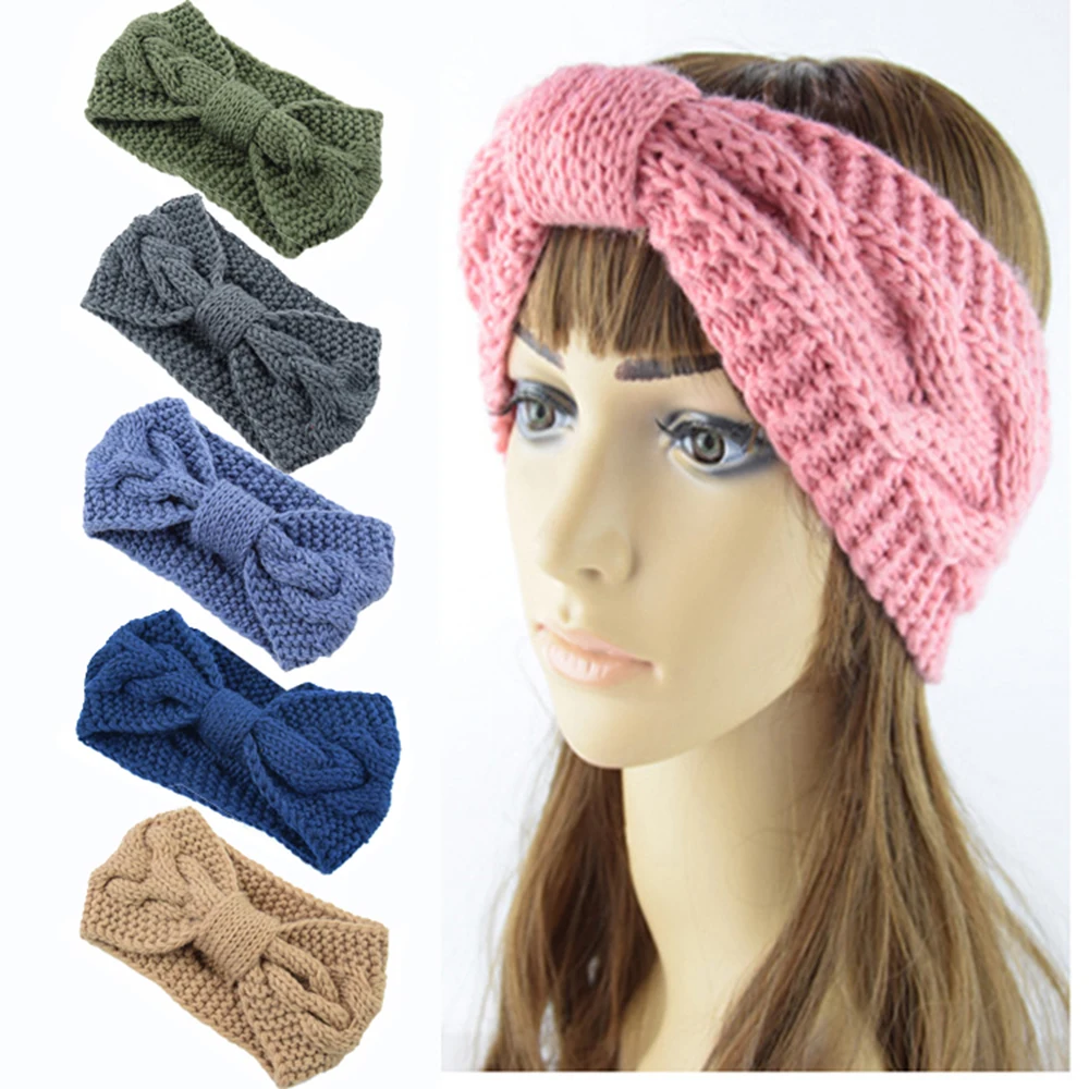 

Ear Warmer Woolen Yarn Wide Hairband Twist Crochet Knitted Headband Knitting Wool Warm Stretch Simple DIY Thick Turban Headwrap