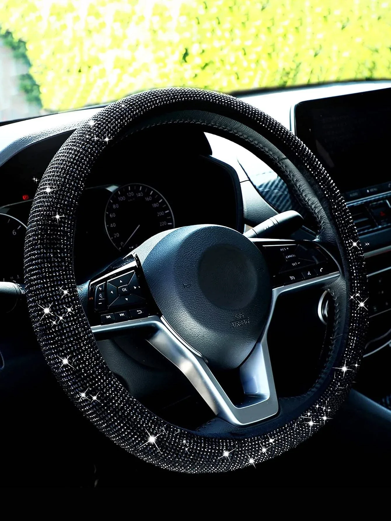 Rhinestone Decor Car Steering Wheel Cover
