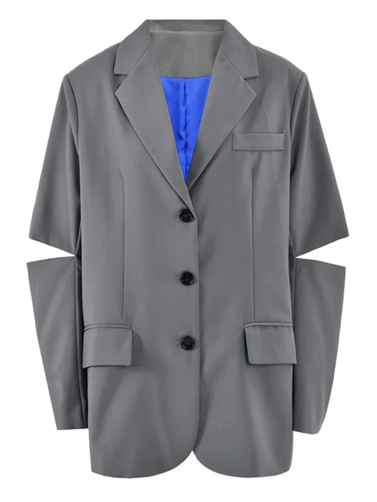 [LANMREM] Split Sleeve Design Blazers Women Single Breasted Casual Loose Fashion Female Jackets 2024 Spring New Designer Clothes