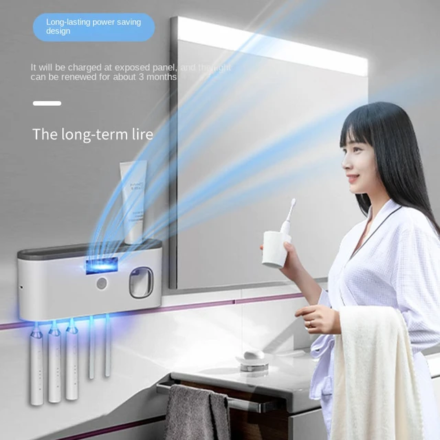 Xiaomi-Esterilizador de cepillo de dientes eléctrico UV, sin perforaciones,  soporte para cepillo de dientes montado en la pared, organizador de cepillos  de dientes de inducción automática - AliExpress