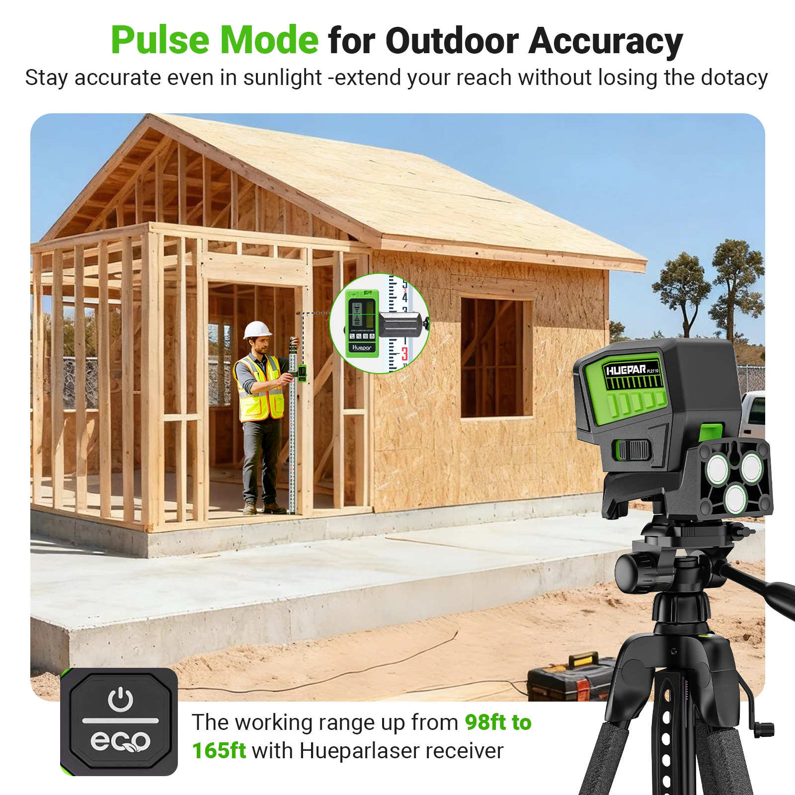 PL211G sharp light 2 Lines 2 Dots green beam self-leveling laser level with puls