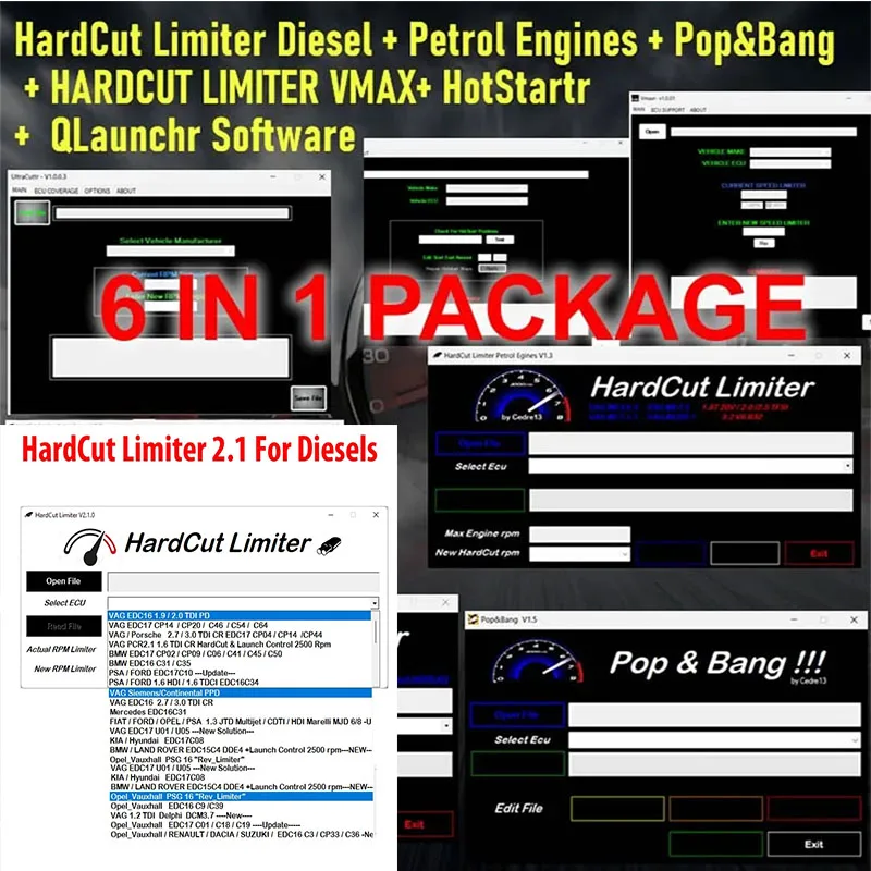 

2023 6 IN 1 PACKAGE New HardCut Limiter Diesel + Petrol Engines + Pop&Bang + HARDCUT LIMITER VMAX+ HotStartr + QLaunchr Software