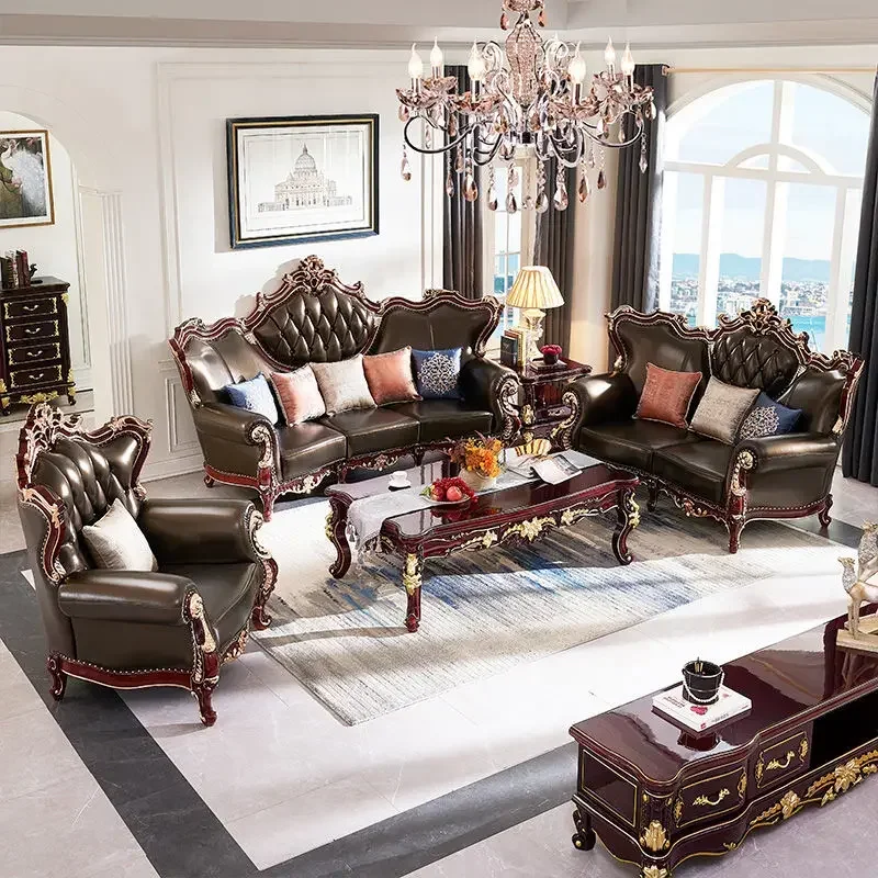 

High-end European luxury villa large sofa set furniture living room segmented sofa customization