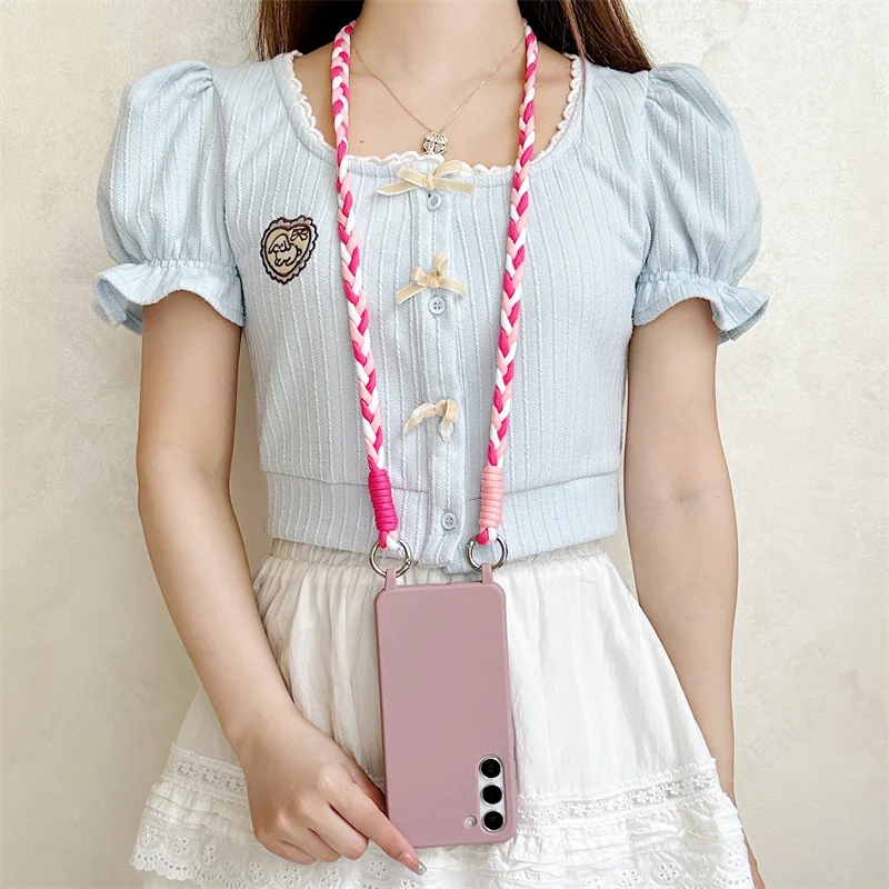 Étui de téléphone à bandoulière avec lanière pour Samsung Galaxy S25 S24 S22 S23 S20 S21 FE Plus Note 20 Ultra Silicone Soft TPU Back Cover_voghion.com