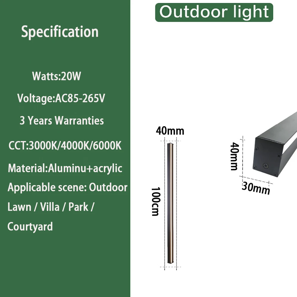 AC85-265V LED Wall Lamp Indoor&Outdoor IP65 Waterproof Length Modern Minimalist Style Lamp Aluminum Porch Garden Lights