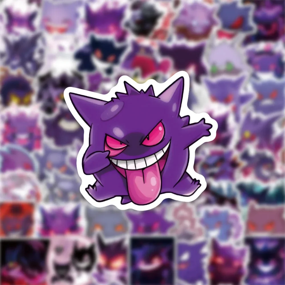 50PCS Cute Pokemon Gengar Cartoon Stickers Decals DIY Decoration Notebook Phone Suitcase Laptop Fridge Kawaii Graffiti Toy 4