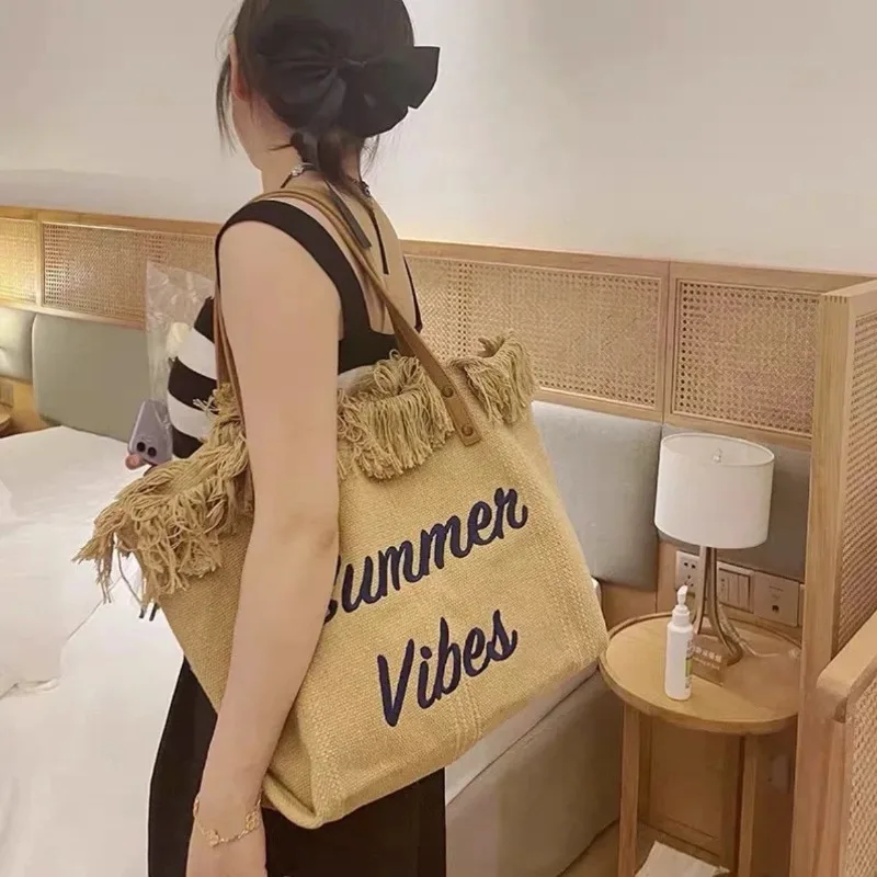 Canvas Women Handbags Large Tote Beach Bag Shopping Bags Underarm Shoulder Bag For Female Casual Top-Handle Bags