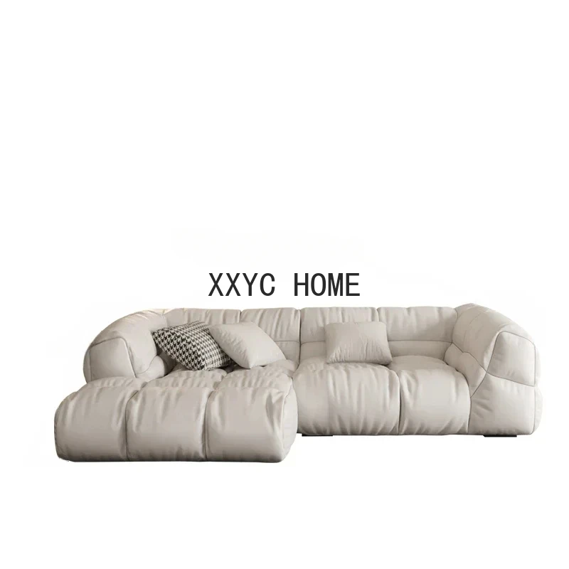 

Cloud Sofa Living Room Puff Faux Leather Simple Modern Italian Large and Small Apartment Type Latex Cream Style