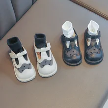 

2022 Spring Cute 0-2 Leather Mary Janes Mesh Solid White Dress Shoes Korean Baby Girls First Walker Shoes for Party Wedding Show