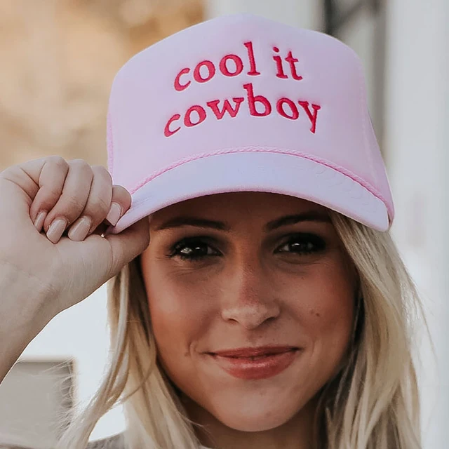 Cool It Cowboy Trucker Hut Girly Rosa Sommer Frau Sticken Mesh Cap Mom Hüte_voghion.com