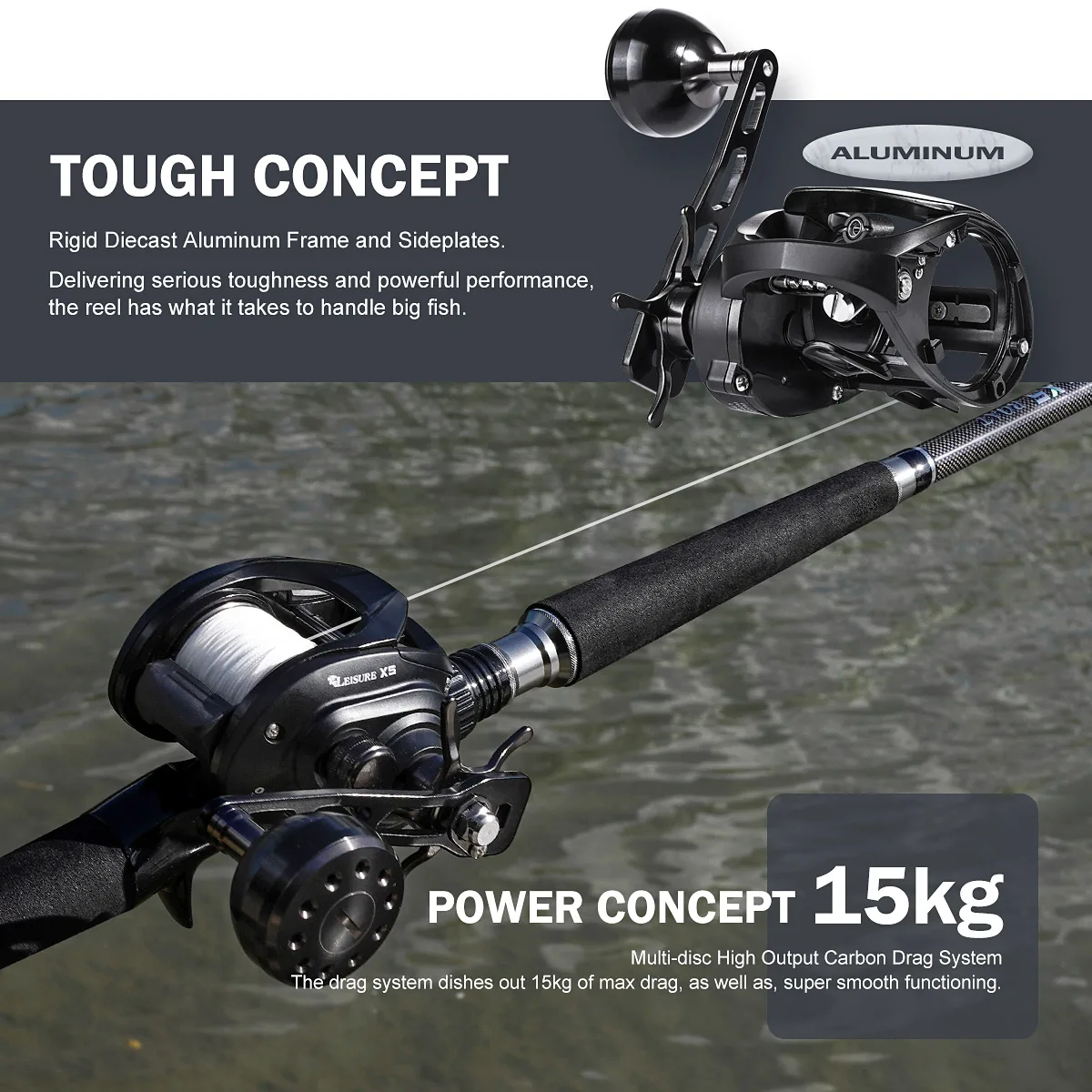 Noeby-Baitcasting Fishing Reel, Large Capacity Brass Gear, Stainless  Aluminum PIke Fishing Reels, 15kg Max Drag Gear Ratio 6.4:1 - AliExpress