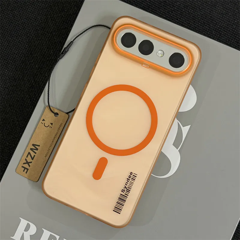 Magnetic Frosted Translucent Anti-Fall Case with Large Hole and Wireless Charging Compatibility