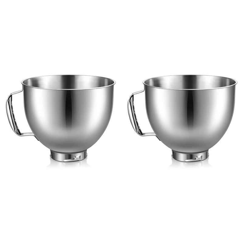 

2X Stainless Steel Bowl For Kitchenaid 4.5-5 Quart Tilt Head Stand Mixer, For Kitchenaid Mixer Bowl, Dishwasher Safe