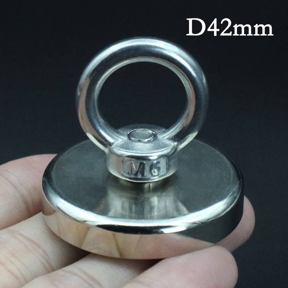 

1 Pcs D42mm Super Strong Neodymium Magnets N52 Iman Ima Magnetic Fishing Magneat with Countersunk Hole Eyebolt Imans Search Hook