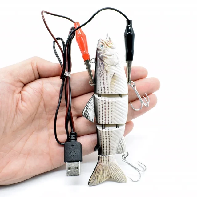 Electric Fishing Lure USB Charging Bait 4Section Swimbait Crankbait Pesca  Tackle Vivid Fish