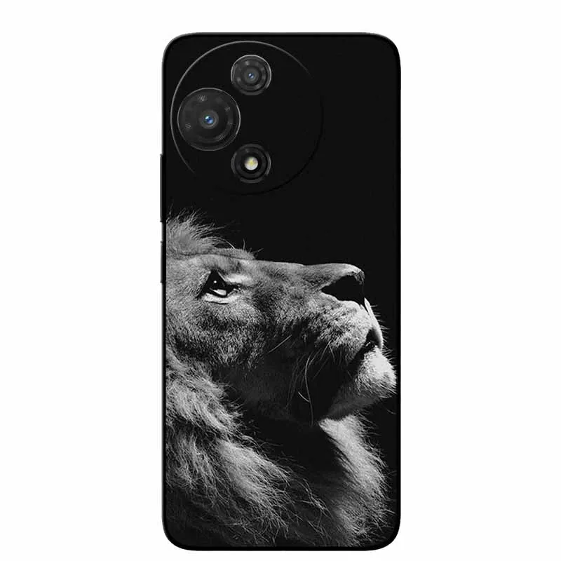 Fashion Protective Silicone Back Cover with Animal Design - Black Phone Case