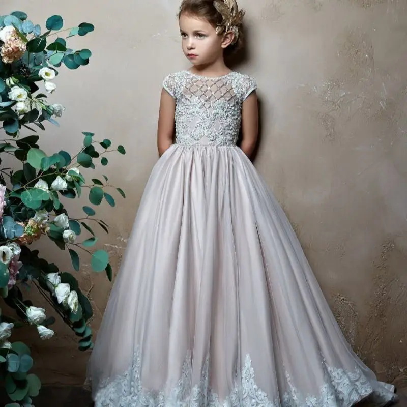 

Tulle Puffy Flower Dress For Girl Ivory Lace 2023 Girl Wedding Party Dress Cute Girl Dresses For Very Elegant Party