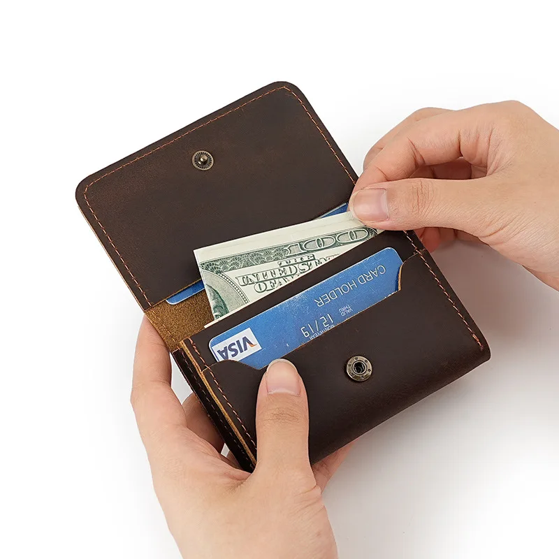 Luxurious Crazy Horse Leather RFID-Blocking Multi-Function Card Holder Wallet