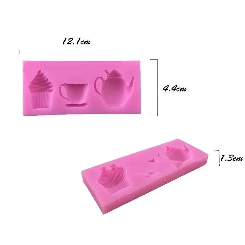 3D Creative Shape Teapot Cup Cupcake Silicone Fondant Mold Cake Pastry Decor Sugar Craft Mould Baking Tools Accessories Supplies