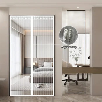 Écran de porte magnétique sans couture – Moustiquaire à joint solide, installation facile et maille en polyester lavable pour chambre à coucher/cuisine/salon 1