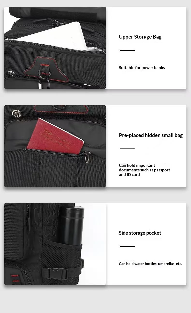 Reiserucksäcke für Damen und Herren, 60-70 Liter Übergroßer Rucksack, Langlebige Konvertierbare Reisetasche mit Schuhfach – Detail 9