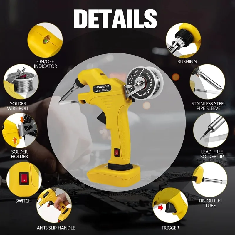 Kit Saldatore A Preriscaldamento Rapido 30S Adatto Per Batteria Makita/Dewalt/Milwaukee 18V 20V Con Punta Per Saldatore Da 100G A Saldare 5 Pezzi
