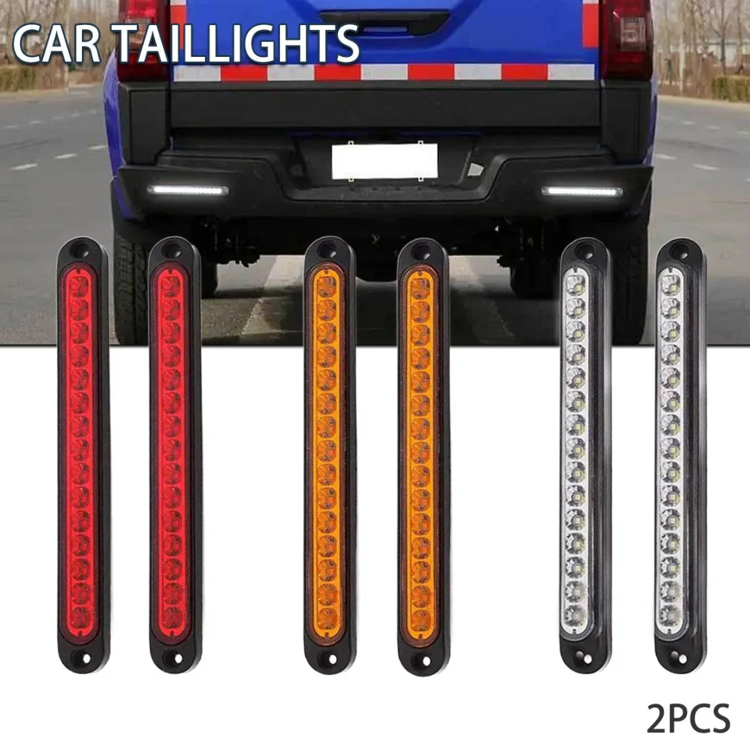 

2pc 10inch 15 LED Trailer Identification Light 10V-30V IP67 Turn Signal Tail Lights Bar Strip For Semi-trailers Freight Trailers