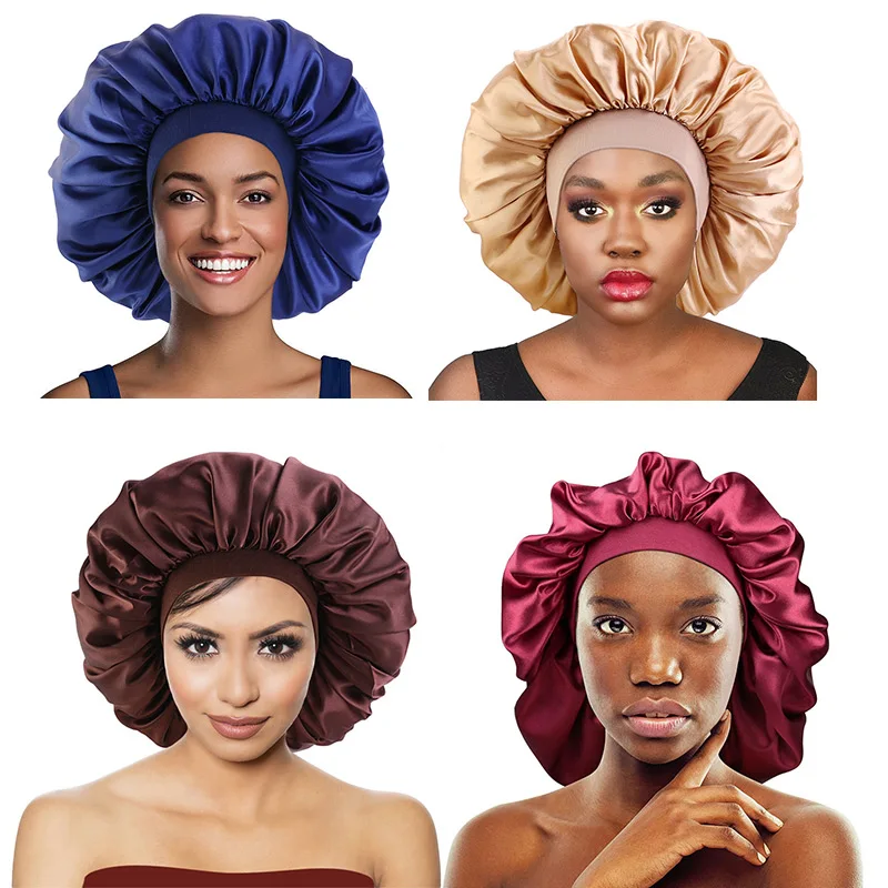 1Pcs Satin Sleep Bonnet For Braids Women Night Cap For Dreadlock Curly Hair Wide Edge