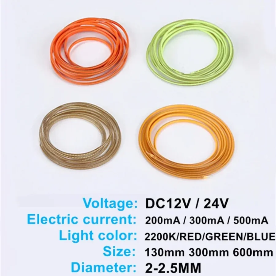12V 24V LED 유연 초슬림 필라멘트 나선형 전구 필라멘트 DIY 레트로 에디슨 전구 부품 다이오드 라이트 스트립 장식 레드 블루