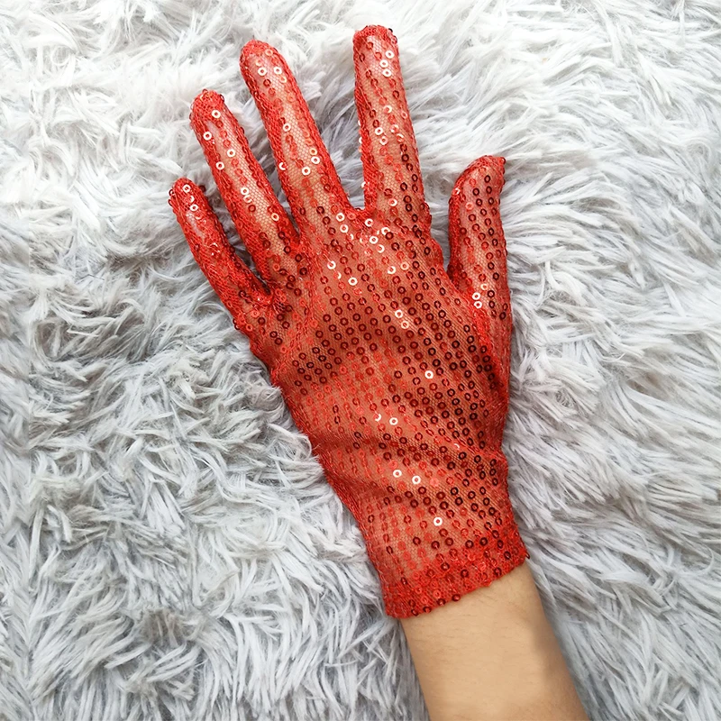 

1Pair Sequin Gloves Props Full Finger Performance Gloves Acting Handwear Glitter Sequins Unisex Shinning Party Supplies
