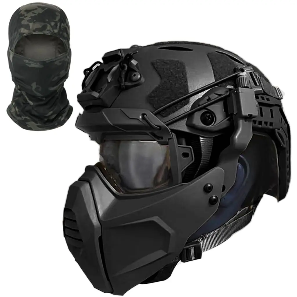 

Fast Airsoft Helmet Set, Adjustable Tactical Helmet with Mask and Goggles Outdoor Full Face Tactical Gear for Airsoft Paintball