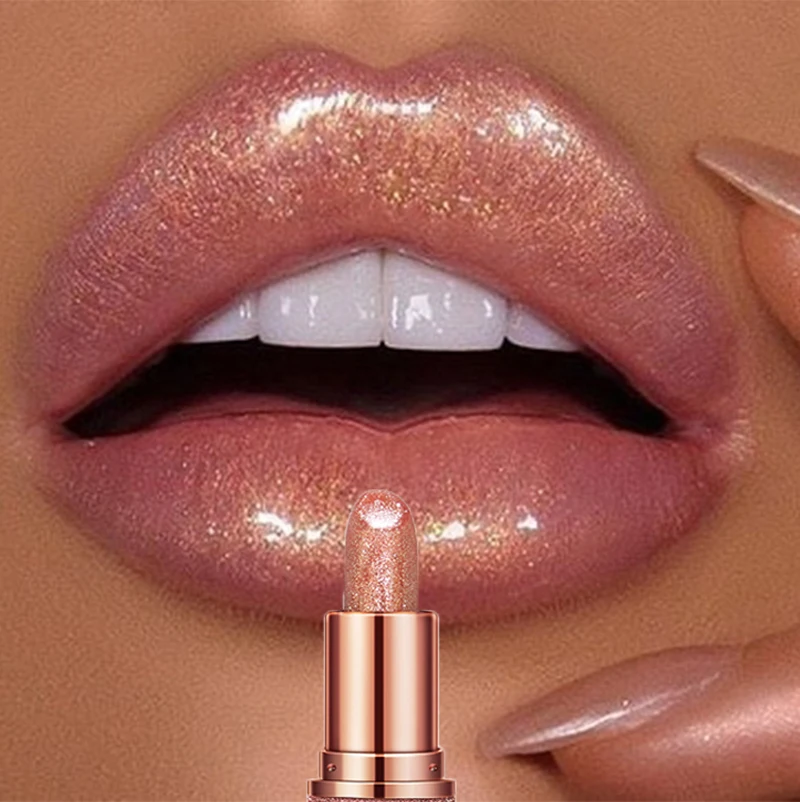 Lápiz labial con brillo de diamante que cambia de Color por temperatura,  resistente al agua, hidratante de larga duración, brillo de labios Nude,  labios brillantes, Cosméticos de maquillaje - AliExpress