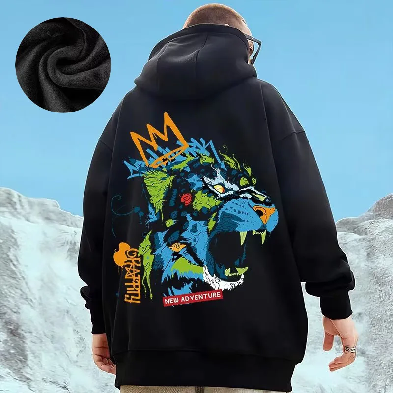 Hooded Sweater Men's Trendy Brand Large Size M-8XL Men's Autumn And Winter Style Plush And Thick Fat Hip-hop Pullover Jacket