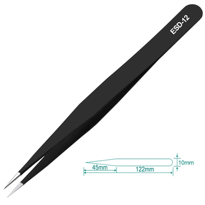 Anti-static Industry Tweezers Set Stainless Steel Non-magnetic Handicraft Makeup Tool For Eyelash Watch Repair ESD-11/12/13/14/1