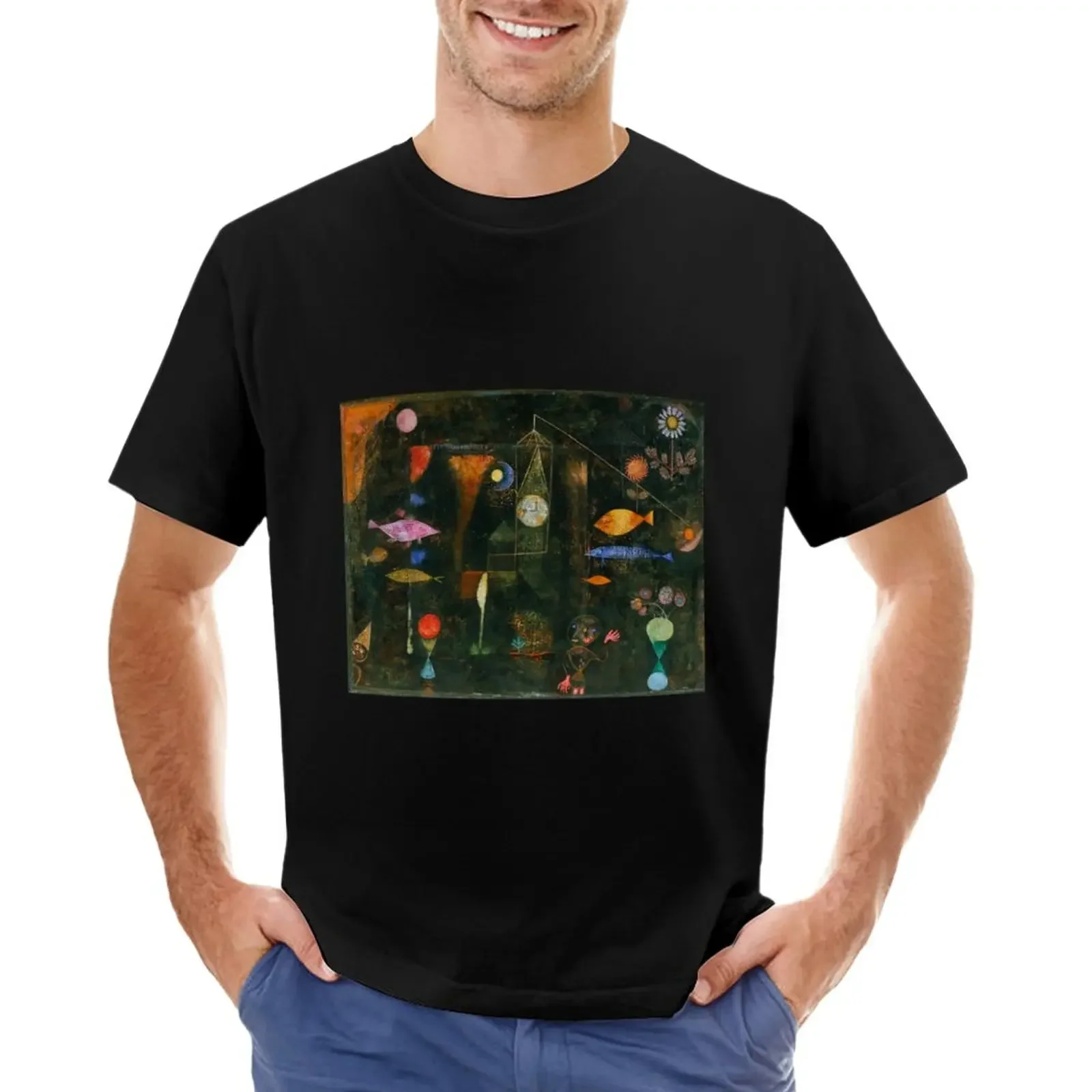 Paul Klee - Fish Magic - Bigart T-Shirt New Edition Plus Size Top Plain Black T-Shirt Uomo