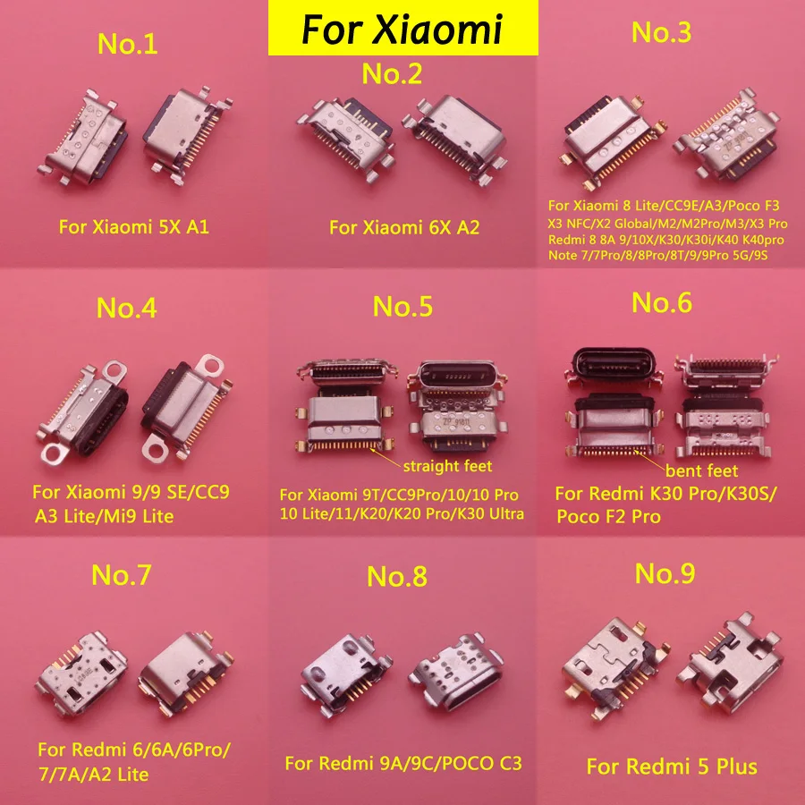Connettore Di Ricarica Usb Da 50 Pezzi Per Xiaomi 9 10 11 9T 5X 6X A1 A2 A3 Lite X2 Redmi 6A 9A K30S K30 K40 Nota 7 8 9S Pro Porta Caricabatterie