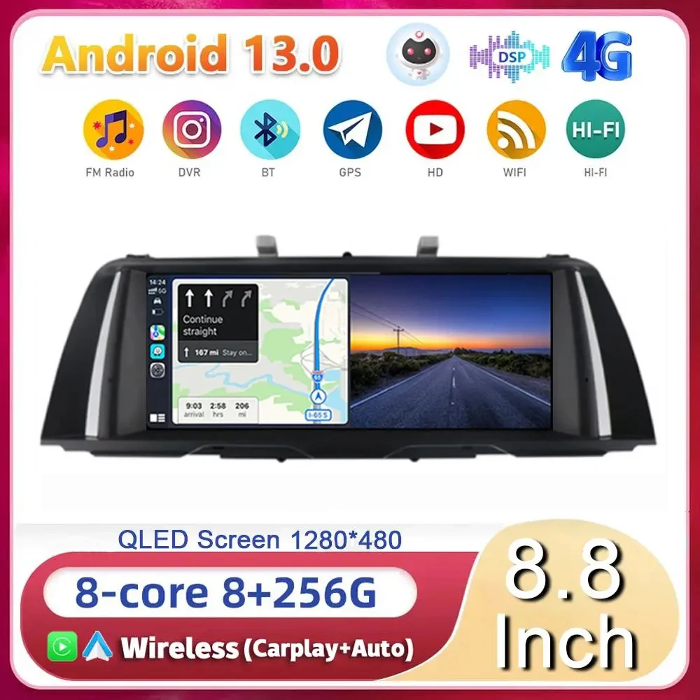 

8.8" Android 13 ID8 For BMW 5 Series F10 F11 2010 - 2016 CIC NBT System Car Radio Stereo GPS Multimedia Player DSP 8Core WIFI+4G